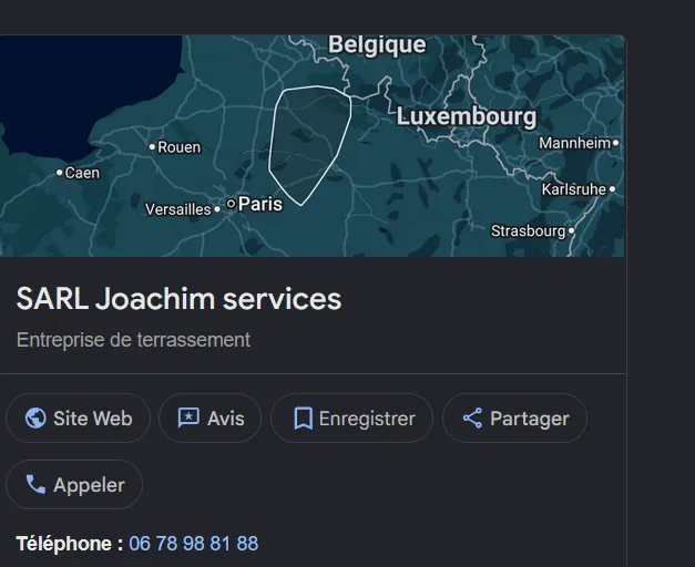 Votre entreprise de terrassement est désormais référencé dans GOOGLE MY Business, Soissons, Joachim Services